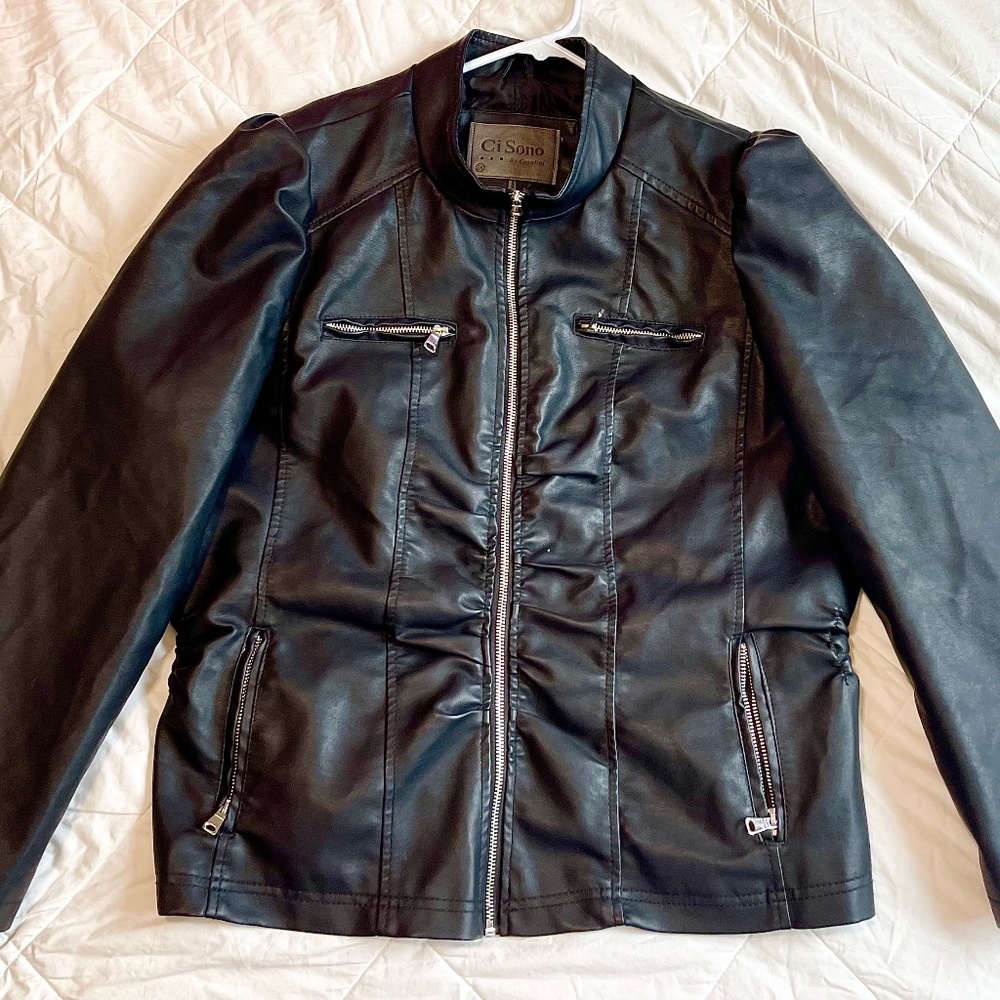 Ci Sono By Cavalini Women’s Black faux Leather Jacket Size 1x-2x